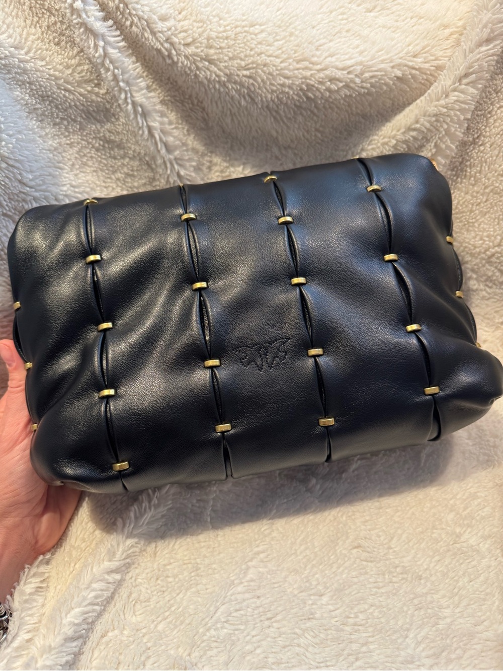 Pinko Black Quilted Leather Shoulder like new - Picture 7 of 9